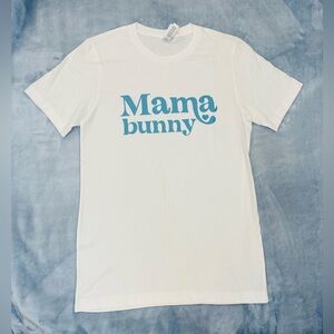 Mama Bunny Tee - White with Blue Print